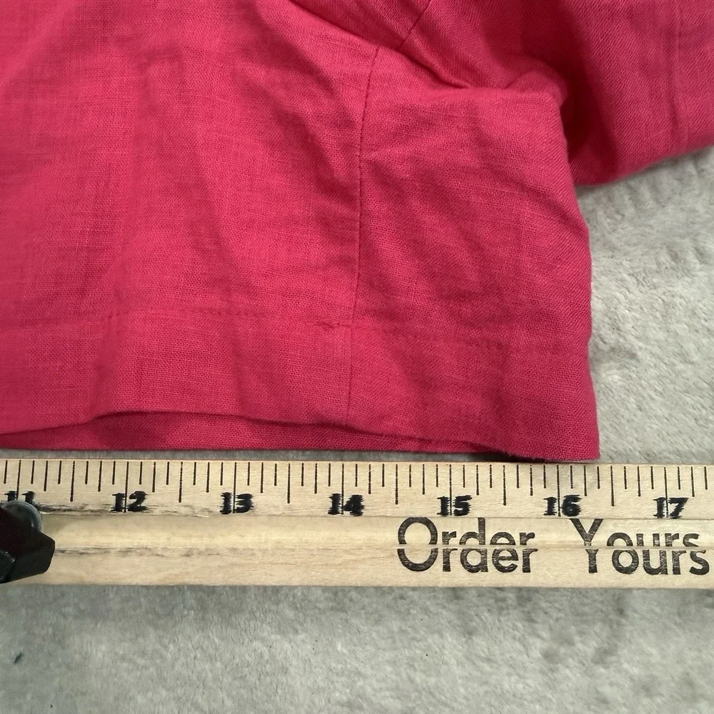 Express Shorts Womens Size L Pink Linen Blend Paperbag Waist Pull On Pockets